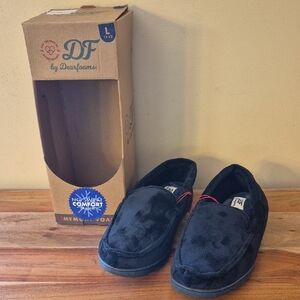 NEW Dearfoams Men's Black Microsuede Slippers - Sz. L 11/12